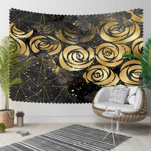 Else Black Gray Clouds Nordec Golden Yellow Roses 3D Print Decorative Hippi Bohemian Wall Hanging Landscape Tapestry Wall Art