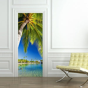 3D beau paysage autocollant de porte pour salon chambre bricolage PVC auto-adhésif papier peint étanche stickers muraux deursticker