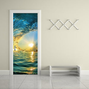 3D beau paysage autocollant de porte pour salon chambre bricolage PVC auto-adhésif papier peint étanche stickers muraux deursticker